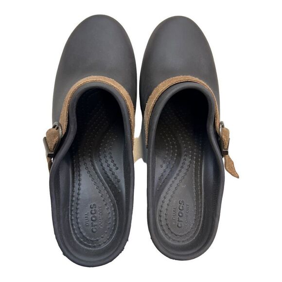 Crocs Women's Sarah Clog Mules Slip-On Buckle Dual Comfort Shoes Brown Size 6 - Picture 2 of 10